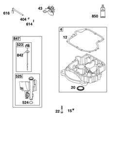 Crankcase Cover/Sump And Lubrication Group Diagram and Parts List for 21R707-0152-G1  Cub Cadet Engine